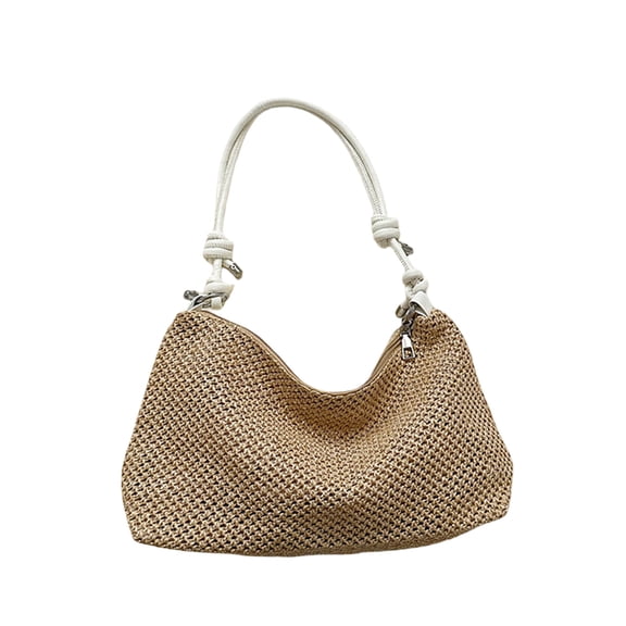 Lusa Summer Casual Beach Tote Bag Simple and Stylish Straw Handbags Fashion Lightweight Handmade Crochet Shoulder Bag for Beach Picnic Vacation 2026 White 28.5cm