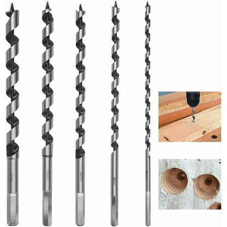 

5 Piece Hexagonal Woodworking Drill Bit 230mm Woodworking Drill Bit Set Carbon Steel Spiral Hole Cutter Woodworking Tool Kit with Diameter 6mm/8mm/10mm/12mm/14mm