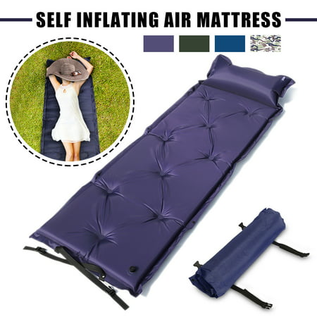 Outdoor Polyester Camping Self-Inflating Air Mat Mattress Pad Pillow Waterproof Hiking Sleeping Bed 4
