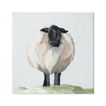 Stupell Farmhouse Fuzzy Sheep Portrait Animals & Insects Painting Gallery Wrapped Canvas Print Wall Art