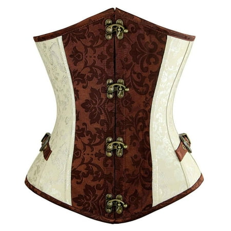 

Retro Corsets for Women Steampunk Gothic Boned Corset Lace Up Satin Floral Bustiers Tops Off Shoulder Shapewear