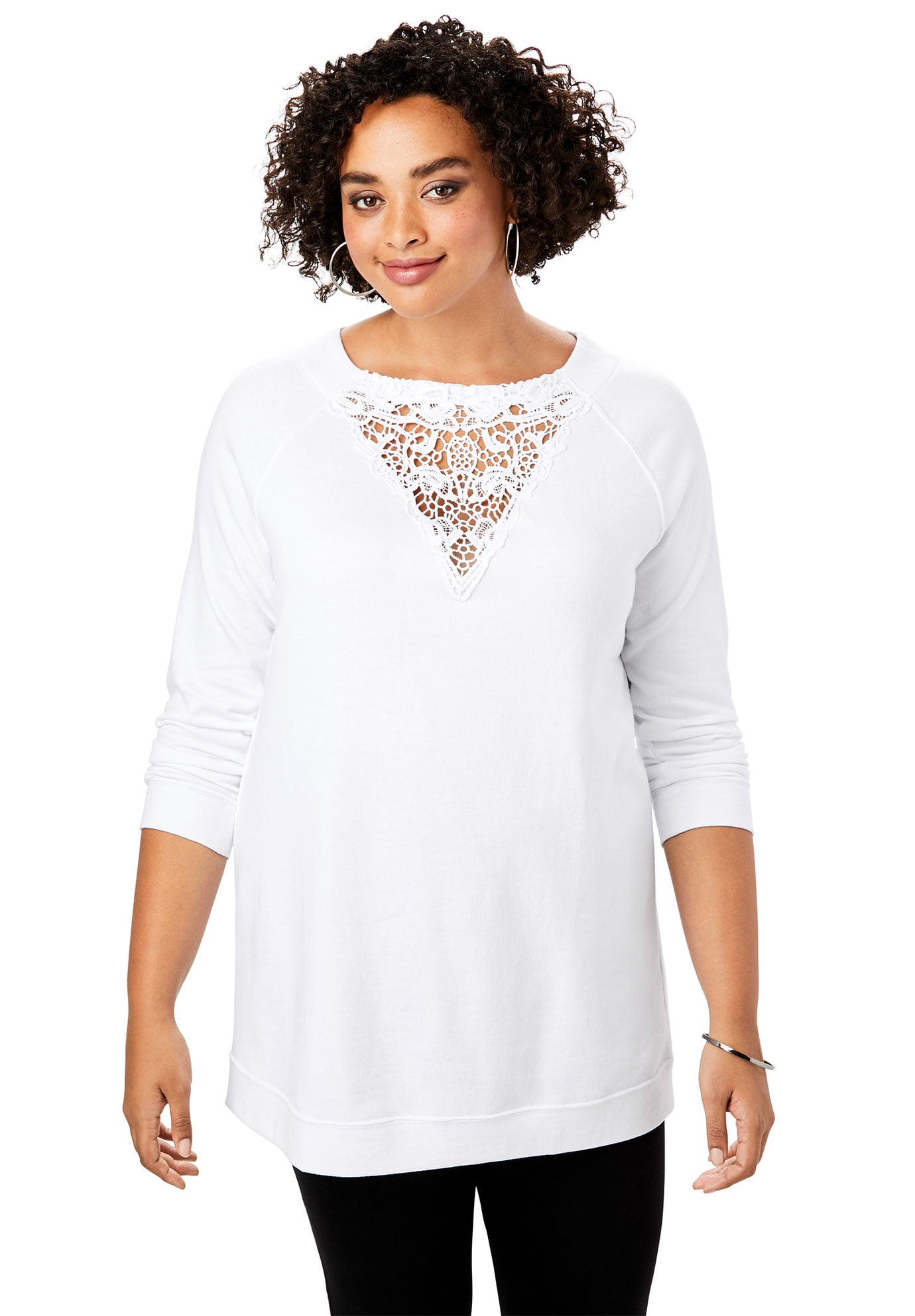 Roaman's Women's Size Lace Sweatshirt - Walmart.com