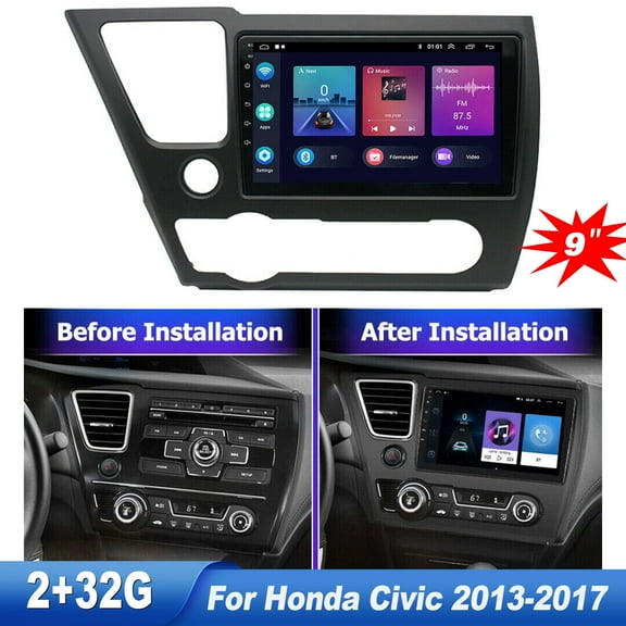 Zcargel Android 12 Car Stereo Radio for Honda Civic 2013-2017 9 Inch Touch Screen Car Radio Receiver CarPlay Bluetooth GPS WiFi HiFi FM Backup Camera 2 32G