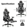thumbnail image 3 of Costway Adjustable High Back Racing Gaming Chair with Footrest and Lumbar Massage, White, 3 of 11
