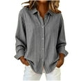 thumbnail image 2 of Maplenight Womens Button Down Shirts Striped Dress Shirt Long Sleeve Collared Office Work Blouses Fall Tops, 2 of 3