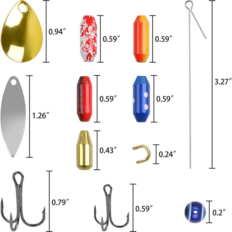 Fishing Lures Spinner Baits Lures Making Kit Inline Spinner Parts  Assortment Shaft Clevis Spinner Blade DIY Fishing Spinner Making Supplies  Tackle Kit