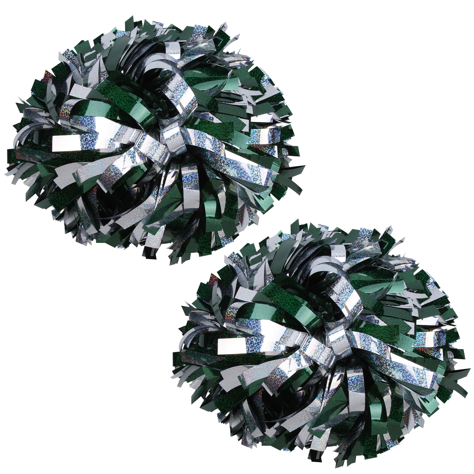 ICOCHEER Cheerleading Pom Poms Metalic Holographic Cheerleader 6 inch 1  Pair 2 Pieces (Green/Gold)