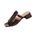 thumbnail image 2 of Viluyesy Womens Heeled Slides, Square Toe Block Heels Faux Leather Slip-On Fashion Dress Sandals Brown US7.5, 2 of 9