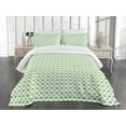 thumbnail image 3 of Ambesonne Green Quilted Bedspread Set 3 Pcs, Pop Art Retro Style Dots, King Size, Fern Green and White, 3 of 5