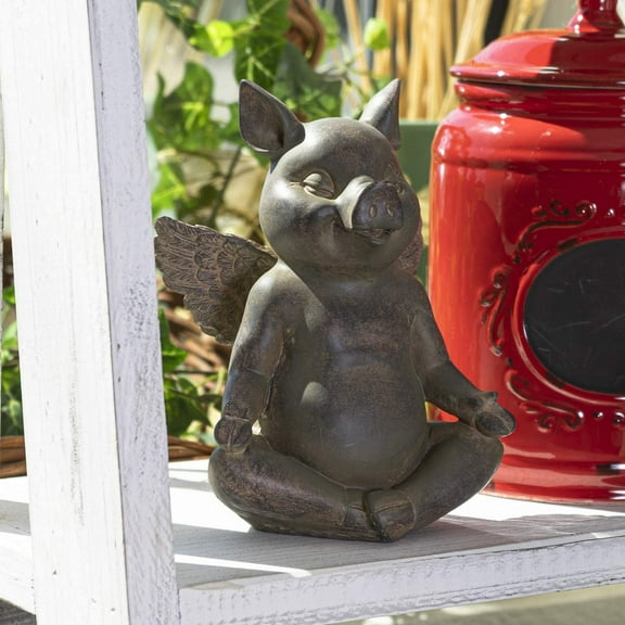 SUMMIT COLLECTION Rustic Decor Whimsical Flying Pigs Lotus Pose Kitchen Dining Room Farmhouse Decor