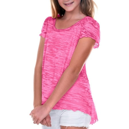 - Kavio! Big Girls 7-16 Burnout High Low Flutter Sleeve Top Pink Flash M
