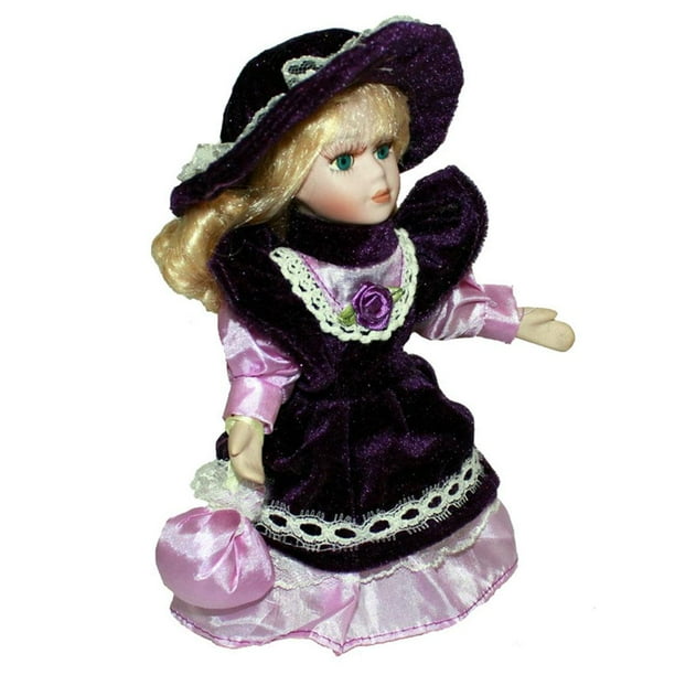 MagiDeal 8 '' Victoria Style Girl Doll Muñecas de para decoración púrpura Sunnimix Muñeca de porcelana victoriana