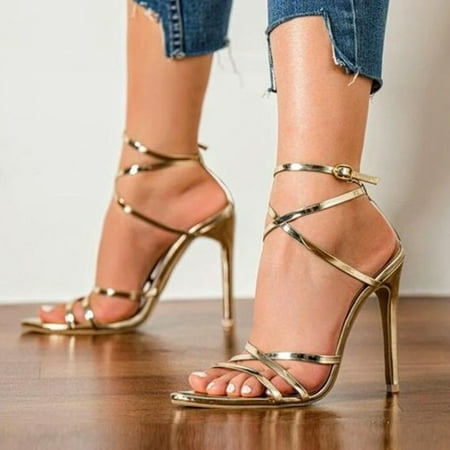 

YTJX Fashion Womens High Heels Breathable Lace Up Shoes Casual Sandals