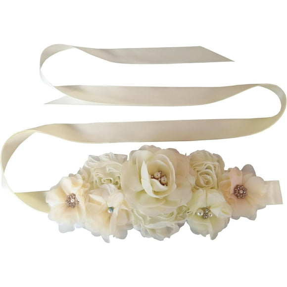 SHIQI-Wedding Bride Belt Sash Floral Sash Belts for Maternity Dresses Floral Belt Sash Girls Women Baby Shower Sash Belt