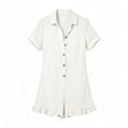 thumbnail image 6 of Tqcoqu Jumpsuits for Women,Short Sleeve Collared Button Front Rompers,Ruffle Hem Short Overalls with Pockets,White Women's S-XXL, 6 of 6