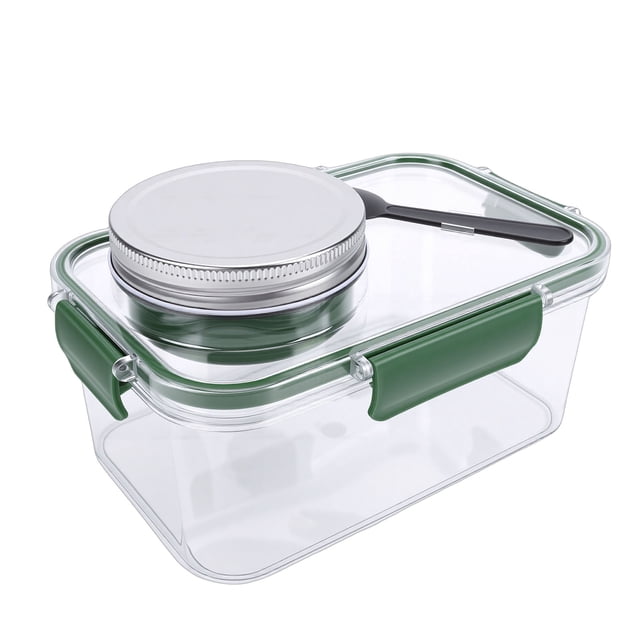 Caja Para Ensalada Con Compartimento Para Aderezo, ABS, Reutilizable, A Prueba De Fugas, Portátil, Para Ensalada, Lonchera, Contenedor De Almacenamiento De Alimentos Para La
