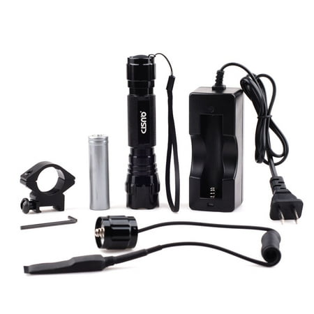 T6 LED Tactical Flashlight + Remote Switch + Rail Mount +18650 Battery for