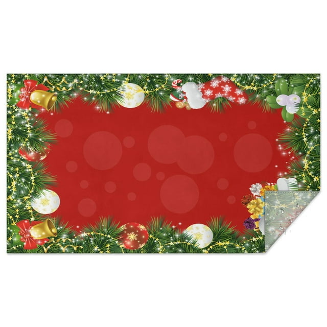 Meery Christmas Rectangle Tablecloth Xmas Green Tree Snowflake Table Cloths 60x102inch Polyester Happy Holiday Washable Foldable Durable Table Covers for Kitchen Dining Room Living Room Parties