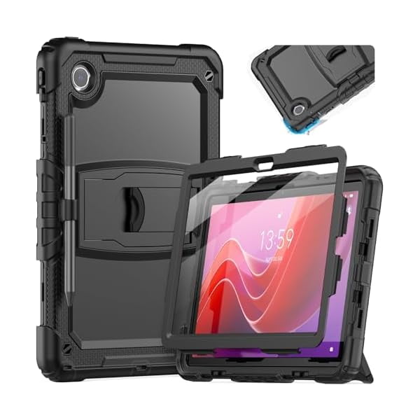 wonim11 HXCASEAC Tablet Case for Lenovo Tab M11 (TB-330 FU/TB-330XU), Shockproof with Screen Protector/Built-in Stand/Pen Holder, Tab M11 Case for Kids / K11 LTE - Black