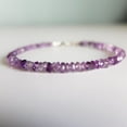 thumbnail image 2 of Amethyst 3-3.5mm Rondelle Shape Faceted Cut Beads 7 inch adjustable Silver Plated Clasp Bracelet for men, women, unisex. Link Chain Stacking Bracelet.|LINK_00297, 2 of 5