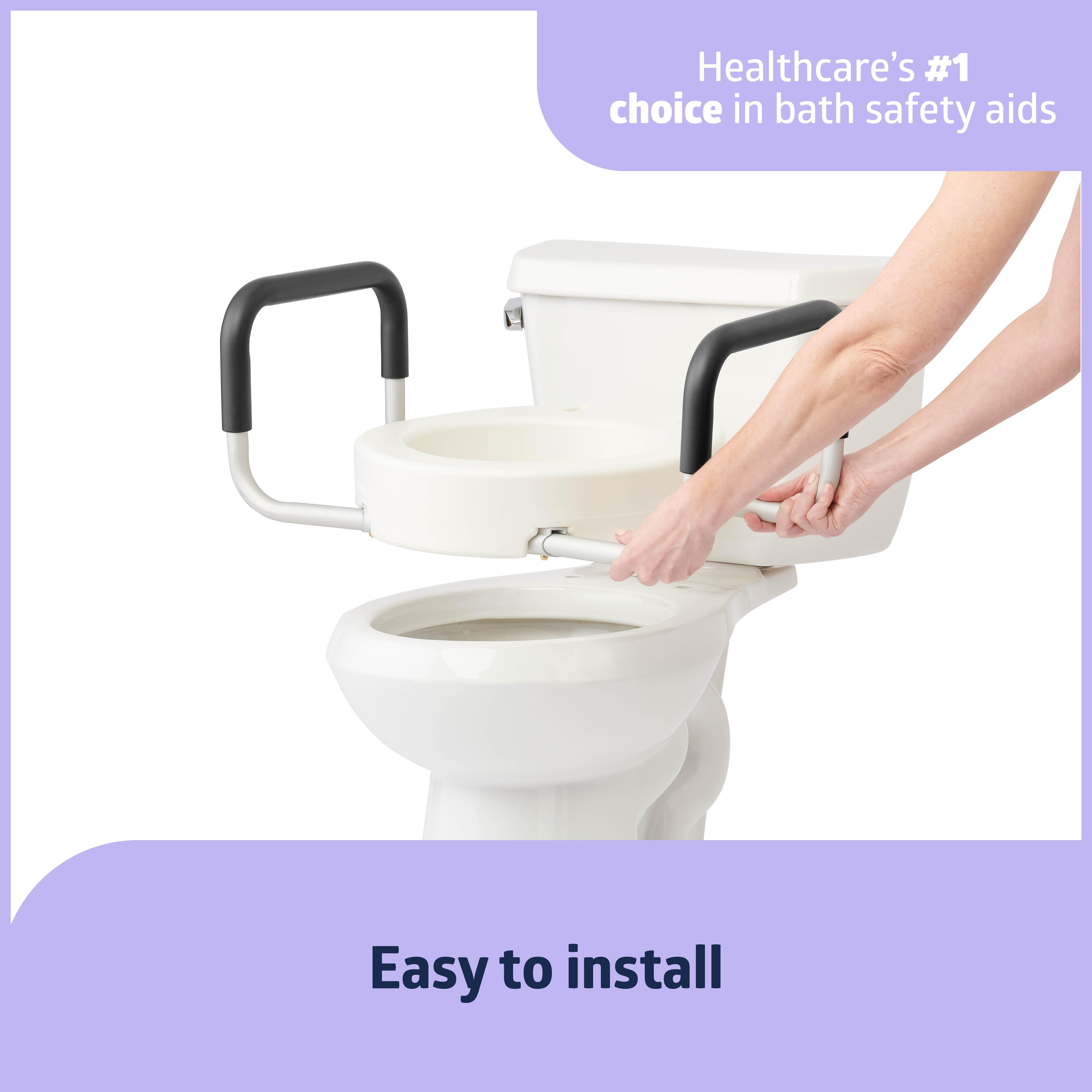 Carex Elongated Hinged Toilet Seat Riser - 3.5 Inches Of Toilet Lift