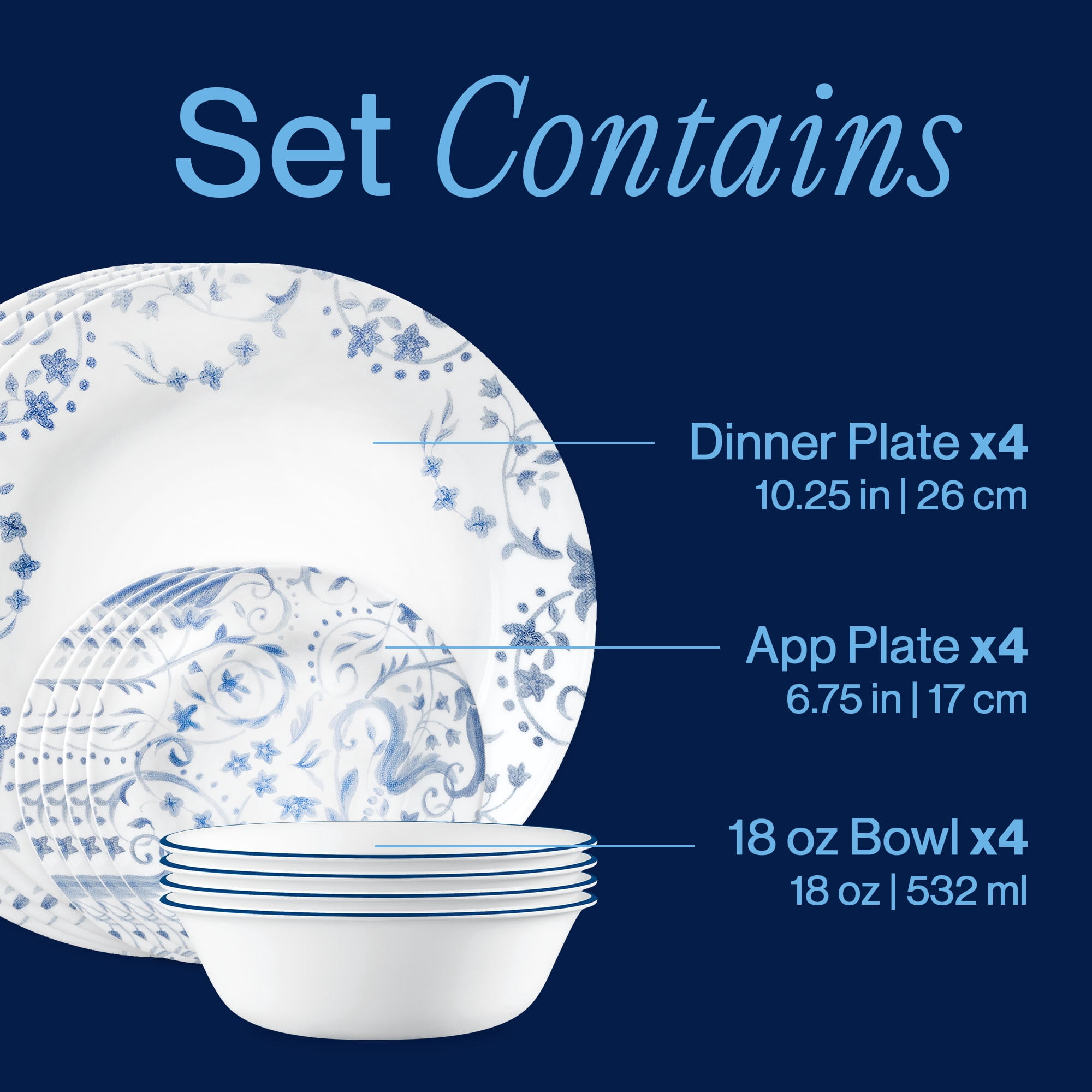 Corelle Darlington 12-Piece Glass Dinnerware Set (Service for 4