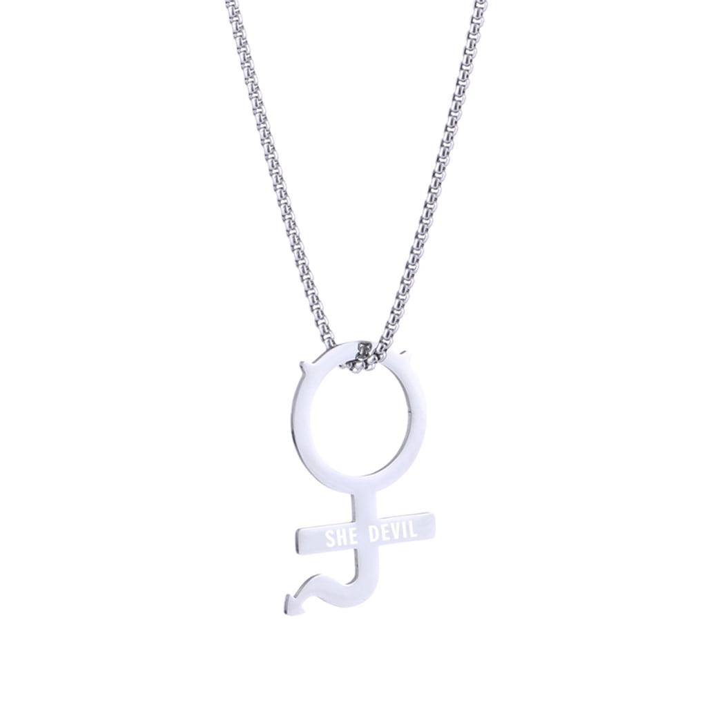 GENEMA Stainless Steel Internet Girl She Devil Female Symbol Gothic  Streetwear Pendant Necklace Earrrings Women Jewerly Set - Walmart.com