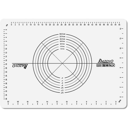 

AMZOYO Extra Thick Silicone Pastry Mat(Thickness 1mm) Dough Rolling Mat Baking Mat Non-slip Bottom with Imperial and Metric Measurements 25.4 by 17.7in