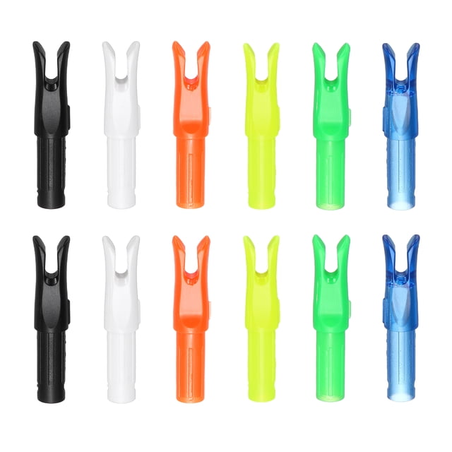 Uxcell Archery Arrow Nocks, Plastic Nocks Replacement Arrows Tail Accessory-Fitting For (DIY Hunting Shooting/Compound/Recurve Bow) 6.2MM/0.24" ID & 12 Pcs & Plastic & 6 Colors