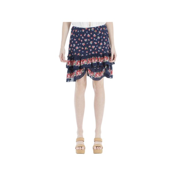Max Studio - Max Studio Womens Floral Print Ruffled Tiered Skirt Navy XS - Walmart.com - Walmart.com