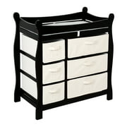 Badger Basket Sleigh Style Baby Wood Changing Table with 6 Baskets