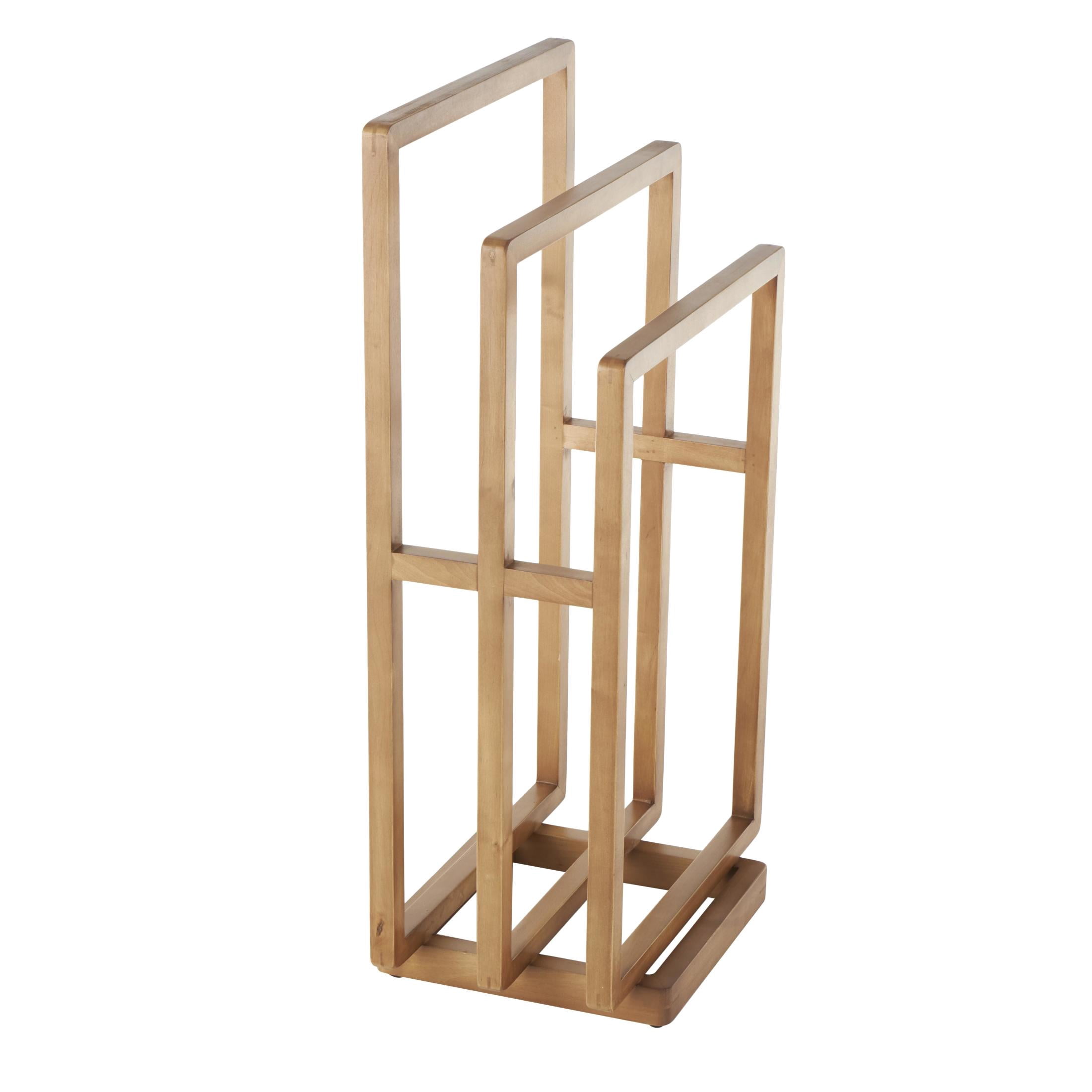 DecMode Sleek Modern Brown Wood Quilt Rack