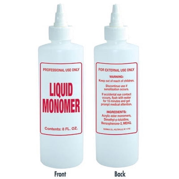 SOFT 'N STYLE 8 OZ. "EMPTY" IMPRINTED NAIL SOLUTION BOTTLE - LIQUID MONOMER EA