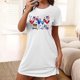 thumbnail image 1 of Camisón corto de talla grande para mujer, camisón de manga corta con estampado de pecho a la moda, camisón para mujer, 1 of 5