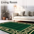 thumbnail image 2 of ODIKA 3'x5' Machine Washable Non-Slip Area Rug, Vintage Sleigh Bells and Pinecones Plaid Ornament High Traffic Rug with Pad, Green, 627579, 2 of 8