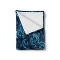 thumbnail image 2 of Blue Soft Flannel Fleece Throw Blanket, Abstract Damask Inspired Curvy Flower Ornate Flourish Royal Revival Retro, Cozy Plush for Indoor and Outdoor Use, 70" x 90", Indigo Aqua, by Ambesonne, 2 of 6