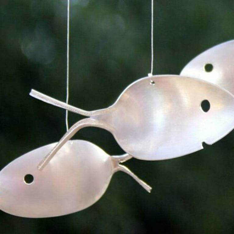 Fishing Man Spoon Fish Sculptures Wind Chime Indoor Outdoor Hanging  Ornament Decoration New 