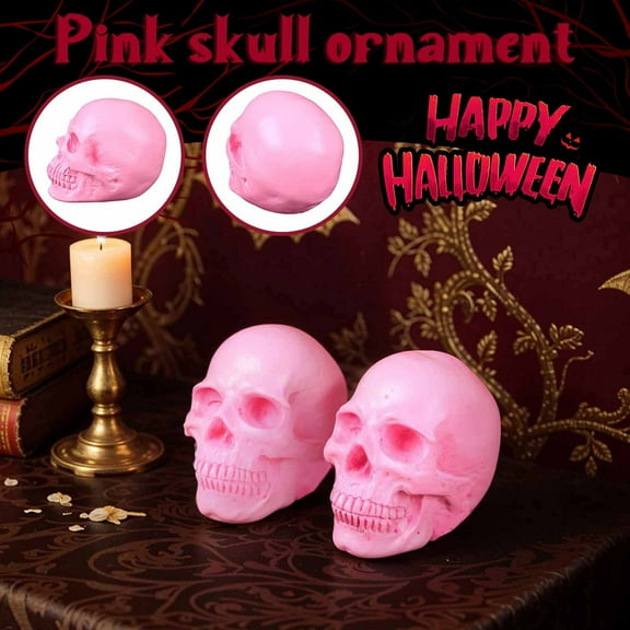 putnchl Halloween Skulls Heads Halloween Head Decor Halloween Halloween Skeleton Bones Desktop Halloween Decor(Pink)