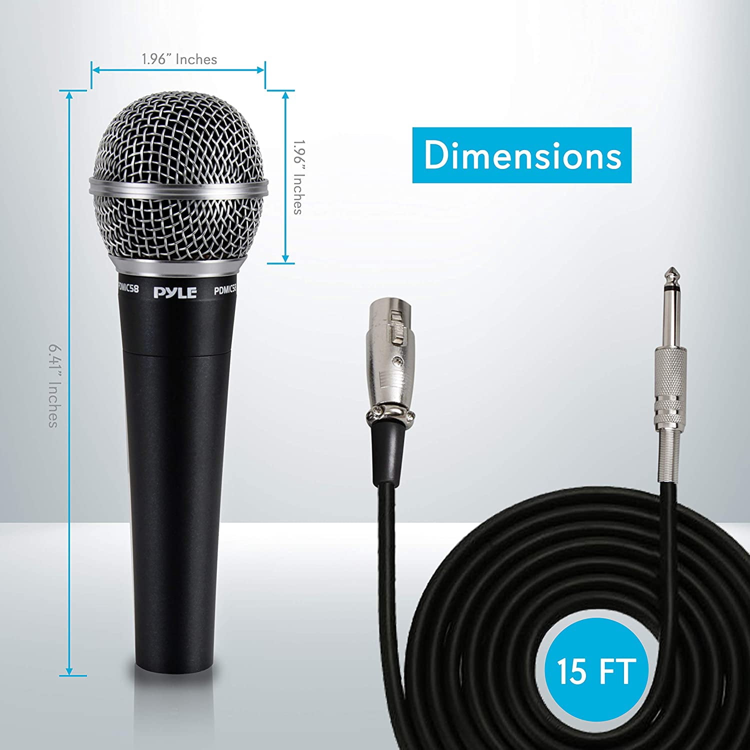 Microphone Stand &  Dynamic Mic Bundle - Black  Stand with Cardioid Vocal Mic, XLR  for Studio Live Performance