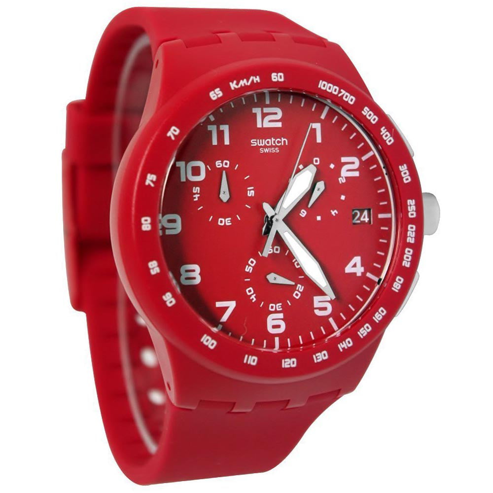 Swatch SUSR400 Red Shadow Chrono Plastic Red Dial Red Strap Watch - Walmart.com