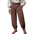 thumbnail image 2 of Muscularfit Mens Casual Pants with Pockets Joggers Vintage Baggy Pants Men's Pants High Rise Brown Taper Classic Fit Size M, 2 of 5