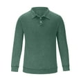 thumbnail image 4 of HOMADLES Long Sleeve Shirts for Men Pique Golf Shirt Button Loose Casual, Pullover Shirt Green S, 4 of 6