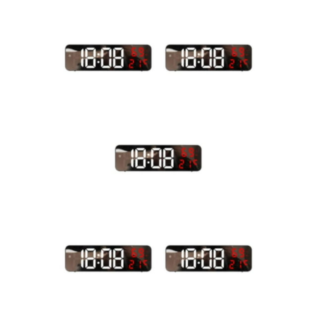 Transemion 1/2/3/5 Humidity Display LED Digital Timer Timer 15 Large Wall Clock USB Charging Black+White+Red 5PCS