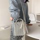 thumbnail image 4 of Bolsos de hombro de paja con lazo pequeño de verano para mujer, bolso, 4 of 4