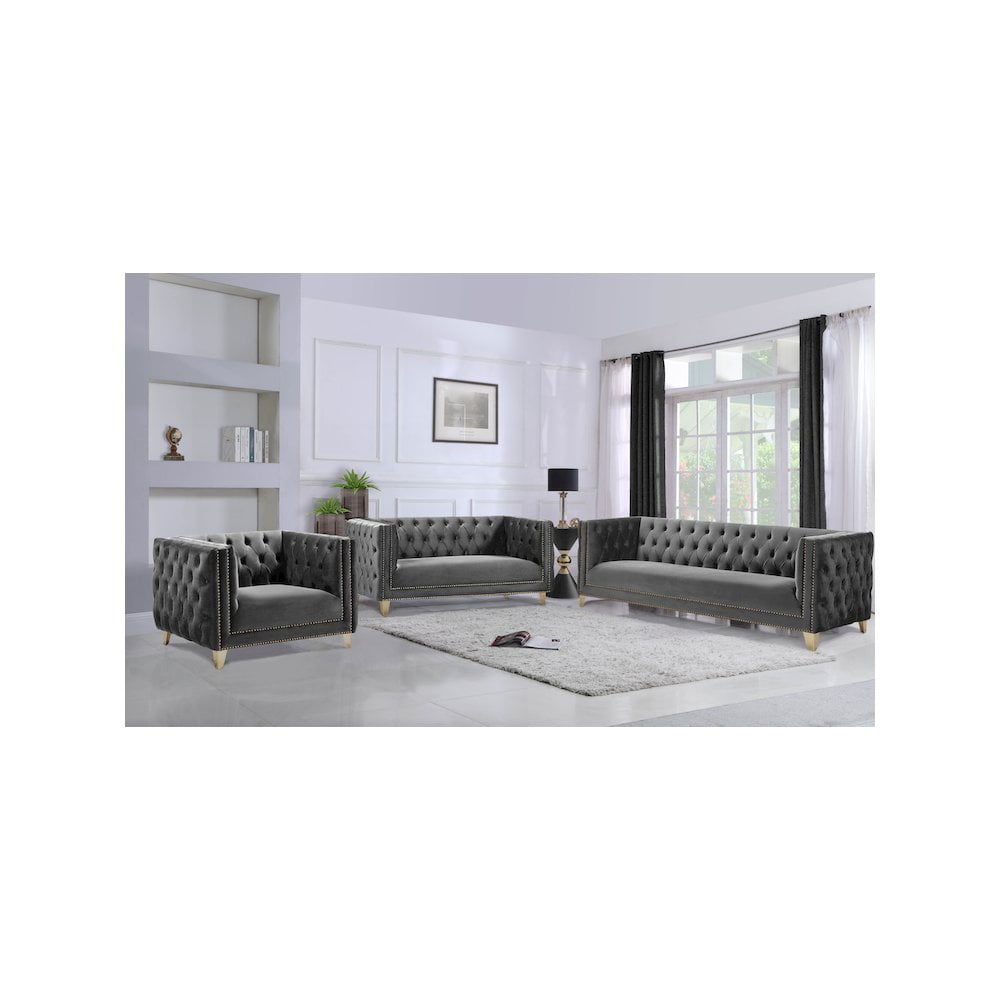 Meridian Furniture Michelle Gray Velvet Sofa