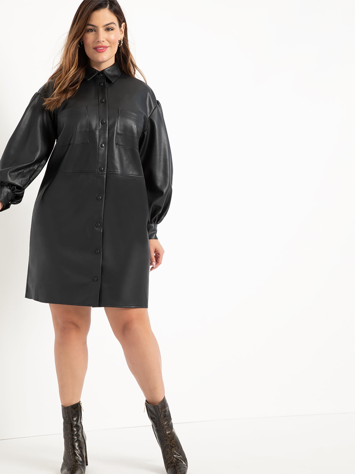 plus size faux leather dress with sleeves