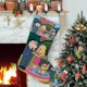 thumbnail image 1 of Padre Made in USA Tema: Calcetines de Navidad, fino lino blanco para colgar en escaleras y chimenea, decoración navideña para el hogar, regalo de Navidad.54cm×38cm, 1 of 5