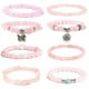thumbnail image 2 of Pulsera de cuarzo rosa para mujer, brazalete de cuentas de cristal rosa, piedra Natural elástica, joyería curativa, regalo de Reiki, 2 of 4