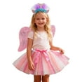thumbnail image 3 of Huowey Girls Tutu Skirt Heart Sequins Ruffles Cute Bow Elastic Waist Layered Tulle Skirts With Sparkly Headband Wings Performance Festive Valentine Party Dancewear Set,Pink,2-4 Years, 3 of 5