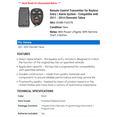 thumbnail image 2 of Remote Control Transmitter for Keyless Entry / Alarm System - Compatible with 2011 - 2014 Chevy Tahoe 2012 2013, 2 of 2
